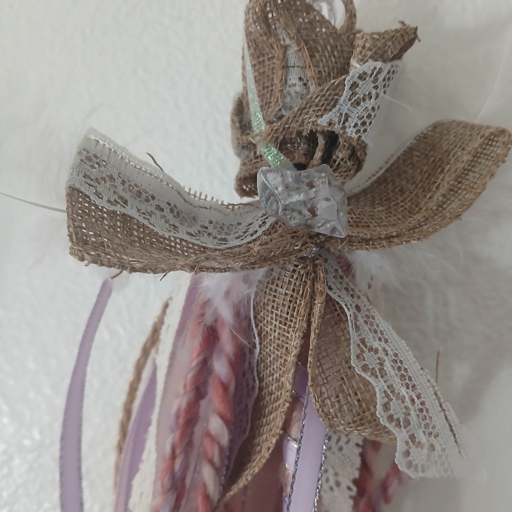 Elegant White and Purple Shabby Chic Rose-Wand/Tassle